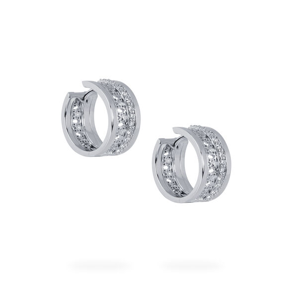 Diamond Huggie Earrings, White Gold