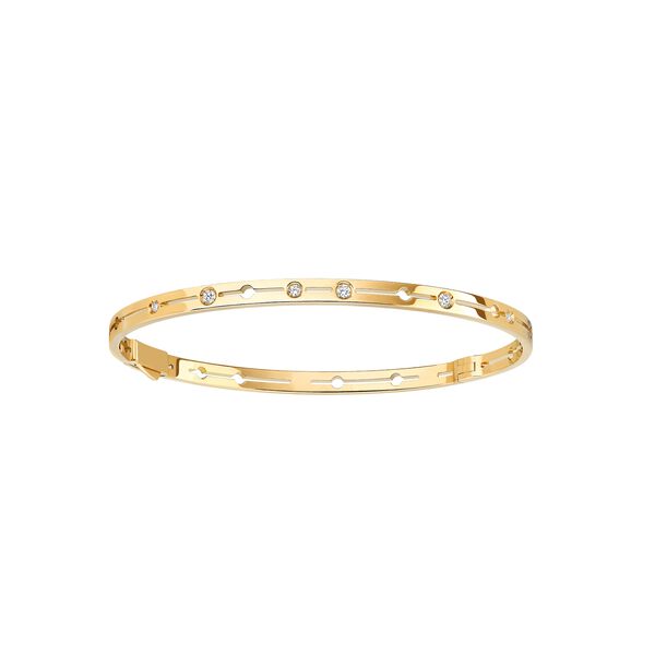 Pulse Small Yellow Gold and Diamond Bangle