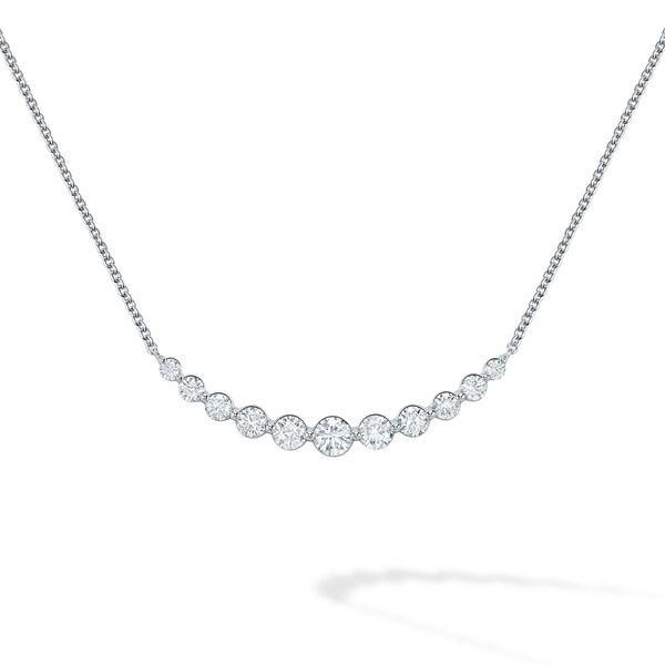 White Gold and Large Diamond Bar Necklace