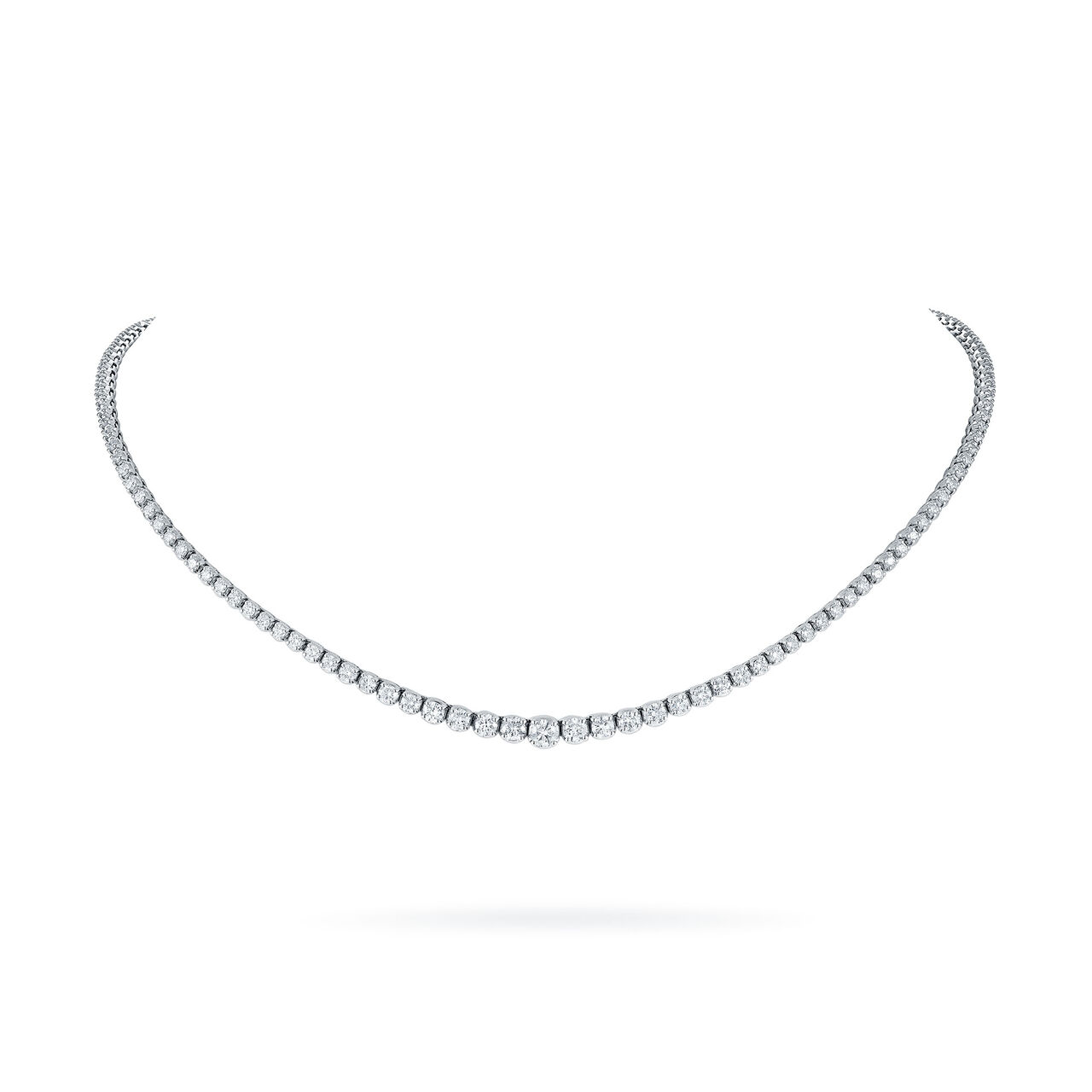 bijoux birks essentials white gold with graduated diamond riviera necklace image number 0