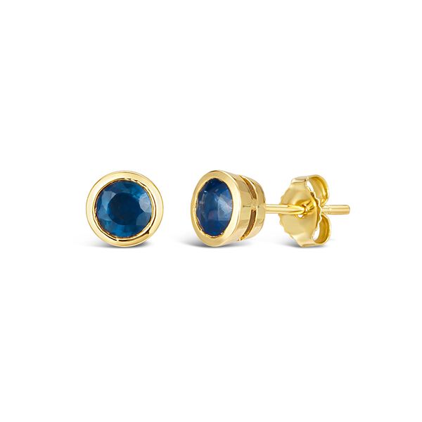 Yellow Gold Sapphire Stud Earrings