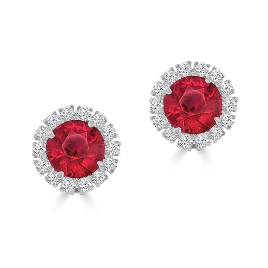 maison birks salon ruby diamond halo studs earrings SG13107E-8R front image number 0
