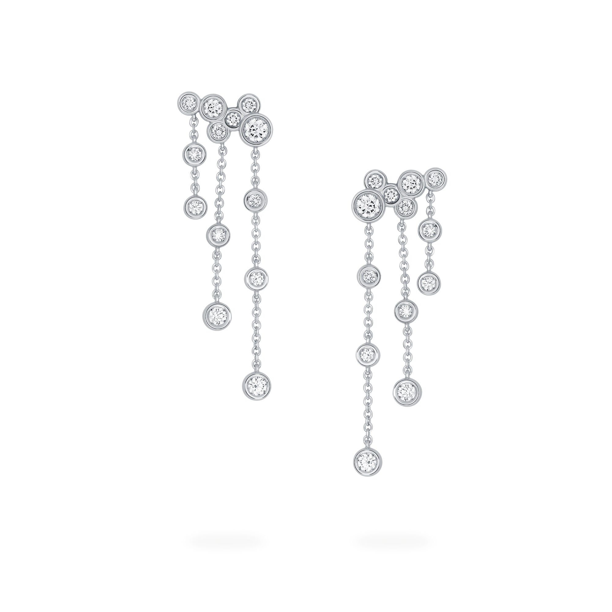 Birks Diamond Bezel Long Drop Earrings 18k White Gold