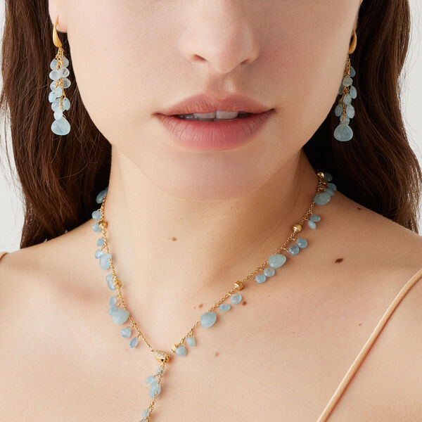 Paradise Yellow Gold and Aquamarine Necklace
