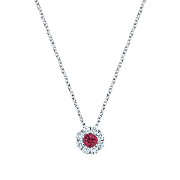 Cluster Diamond Necklace with Ruby