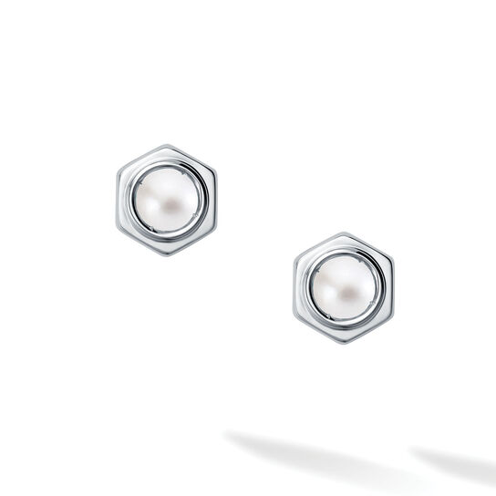Pearl and Silver Stud Earrings image number 1