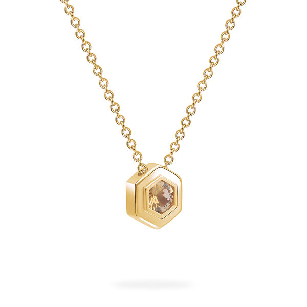 Yellow Gold Birthstone Pendant, Citrine