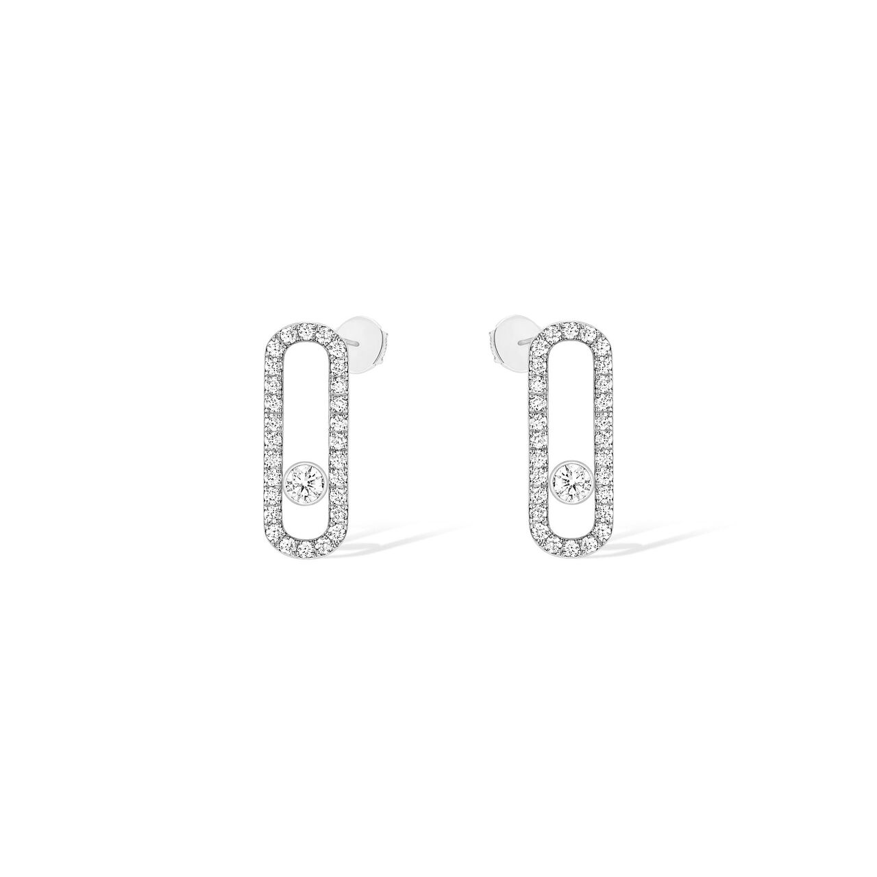 Boucles d'oreilles Move Uno en or blanc et pavé de diamants image number 0
