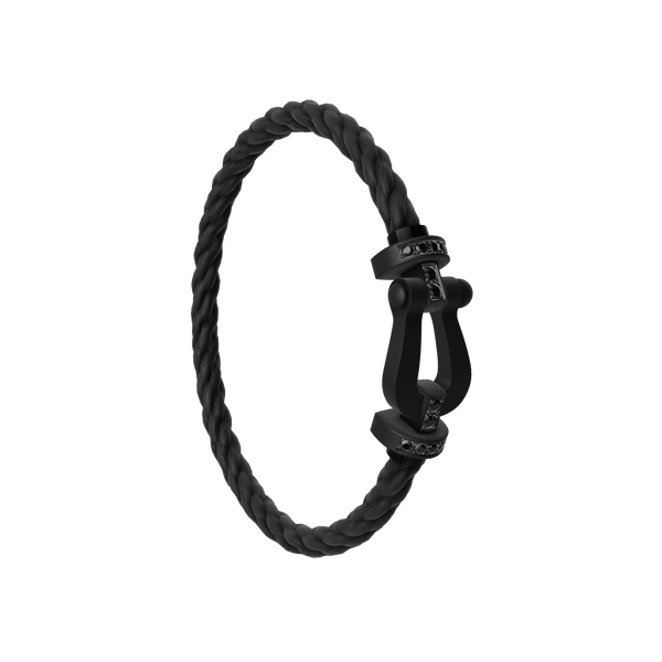 Bracelet cable Force 10 en titane DLC avec diamants noirs, grand modèle