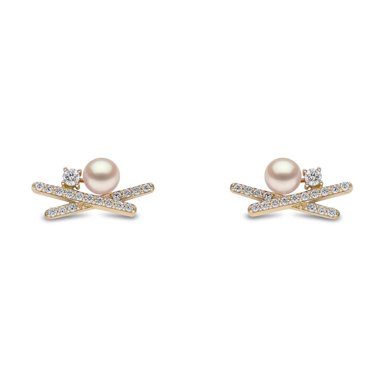 yoko london sleek yellow gold peral x earrings qye2202 6x front image number 0