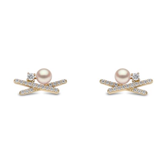 yoko london sleek yellow gold peral x earrings qye2202 6x front image number 0