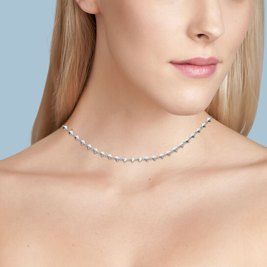 Silver Rock & Pearl Choker Necklace image number 1