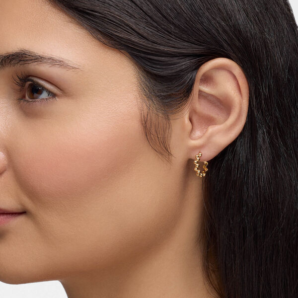 Yellow Gold Splash 15 mm Hoop Earrings