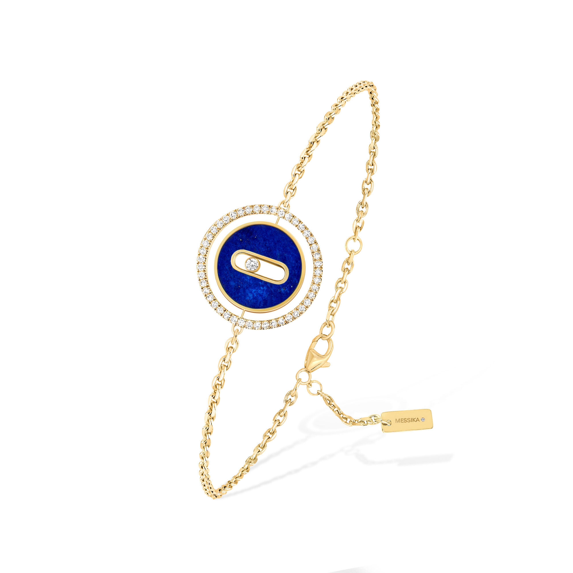 Lucky Move Small Yellow Gold, Lapis and Diamond Bracelet