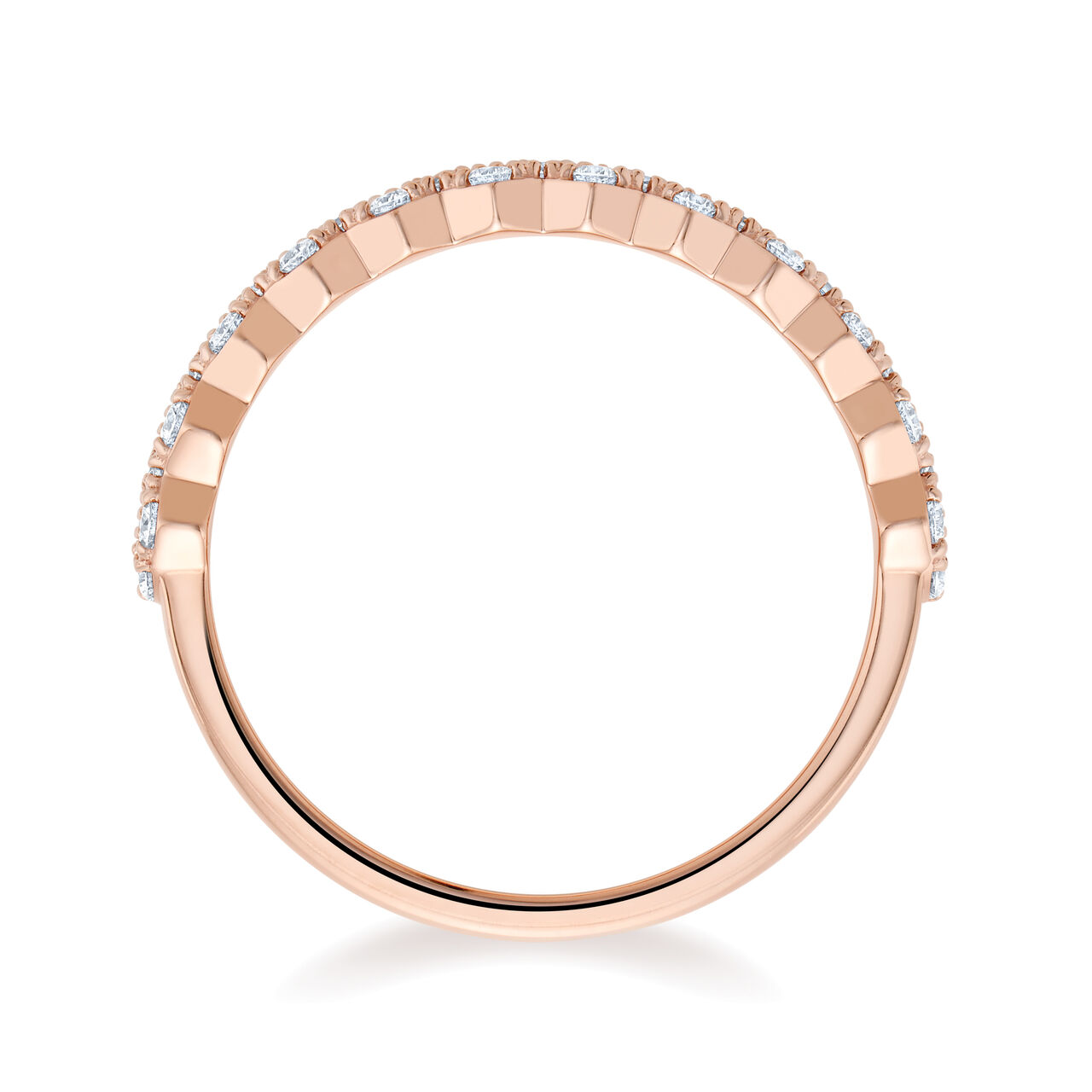 Rose Gold and Diamond Wedding Band image number 2