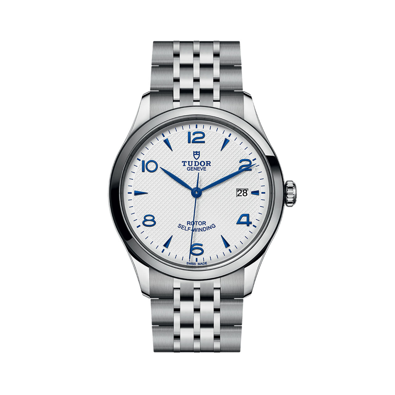 maison birks tudor 1926 39 mm steel case opaline and blue dial steel bracelet m91550 0005 image number 0