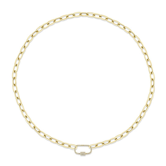 Shy Creation Kate Yellow Gold and Diamond Paper Clip Link Necklace SC55022706 (1) image number 0