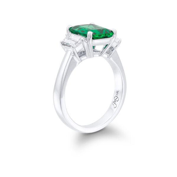 Three-Stone Green Emerald Ring