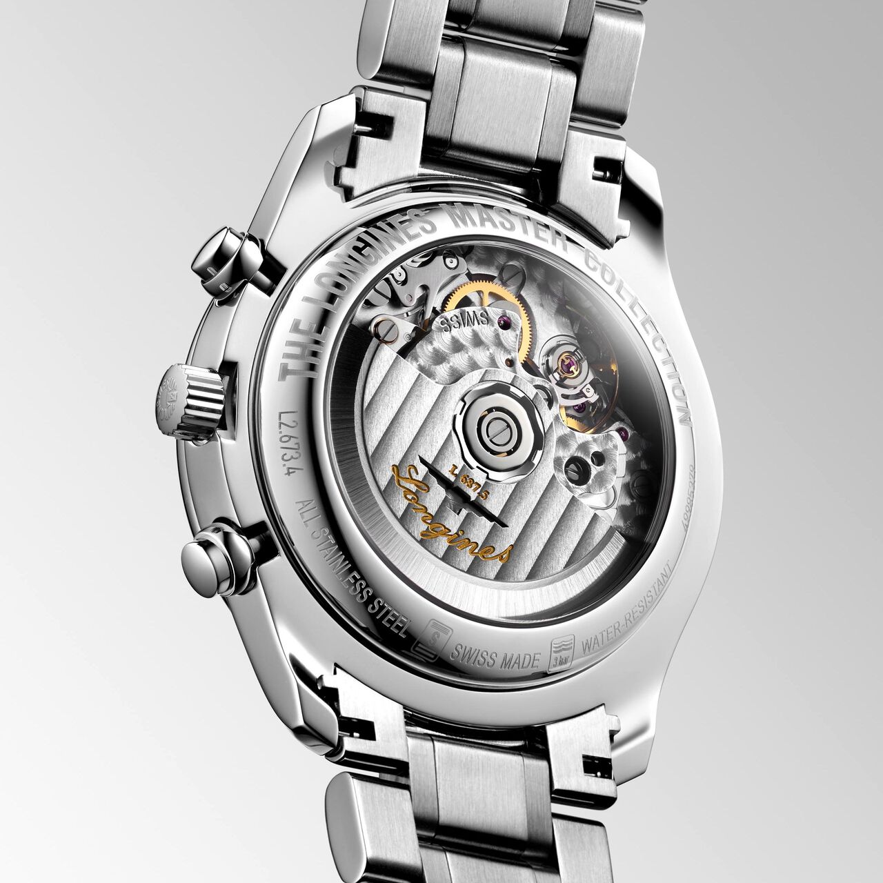 Longines Master Automatic Moonphase Chronograph 40 mm Stainless Steel L2.673.4.71.6 Caseback image number 4
