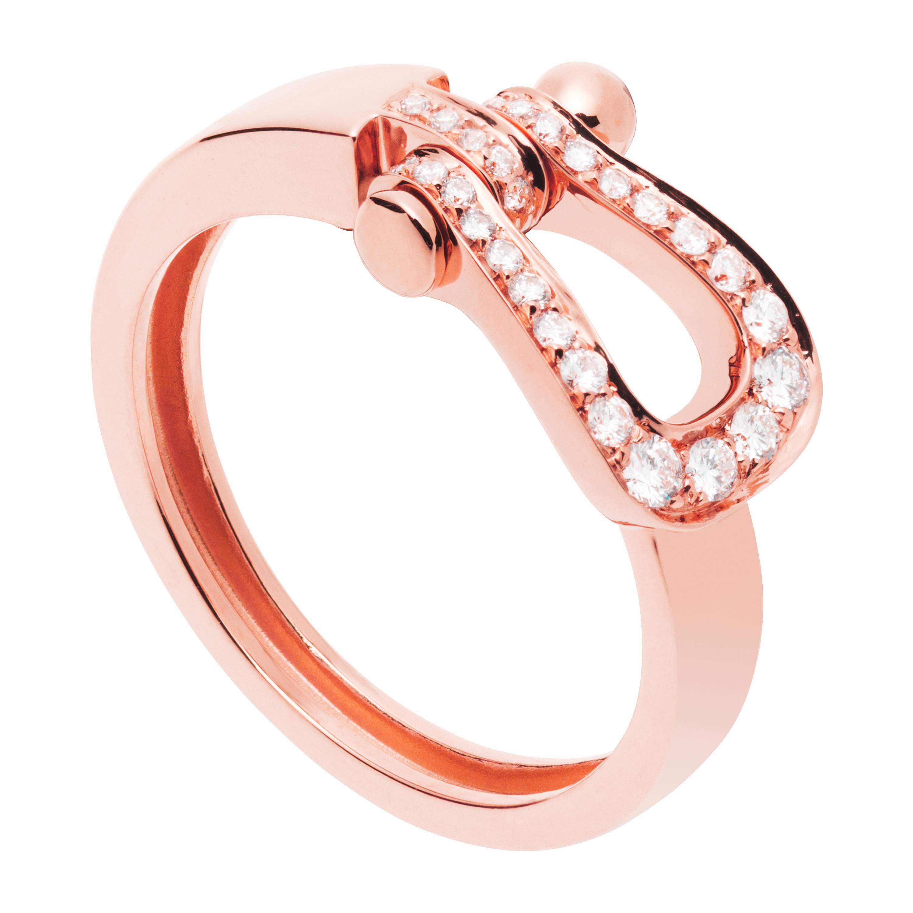 Fred Bague Force 10 en or rose avec pave de diamants moyen modele Maison Birks