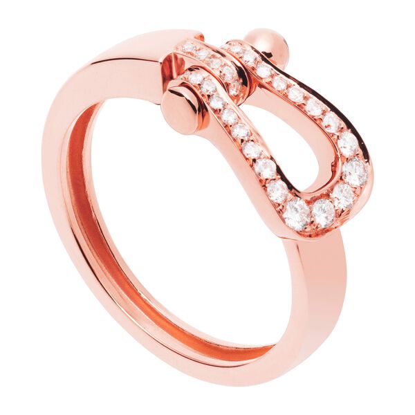 Bague Force 10 en or rose avec pavé de diamants, moyen modèle