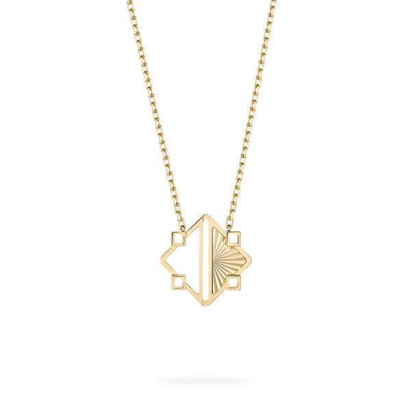 Pendentif Guilloché en or jaune demi-plein, moyen