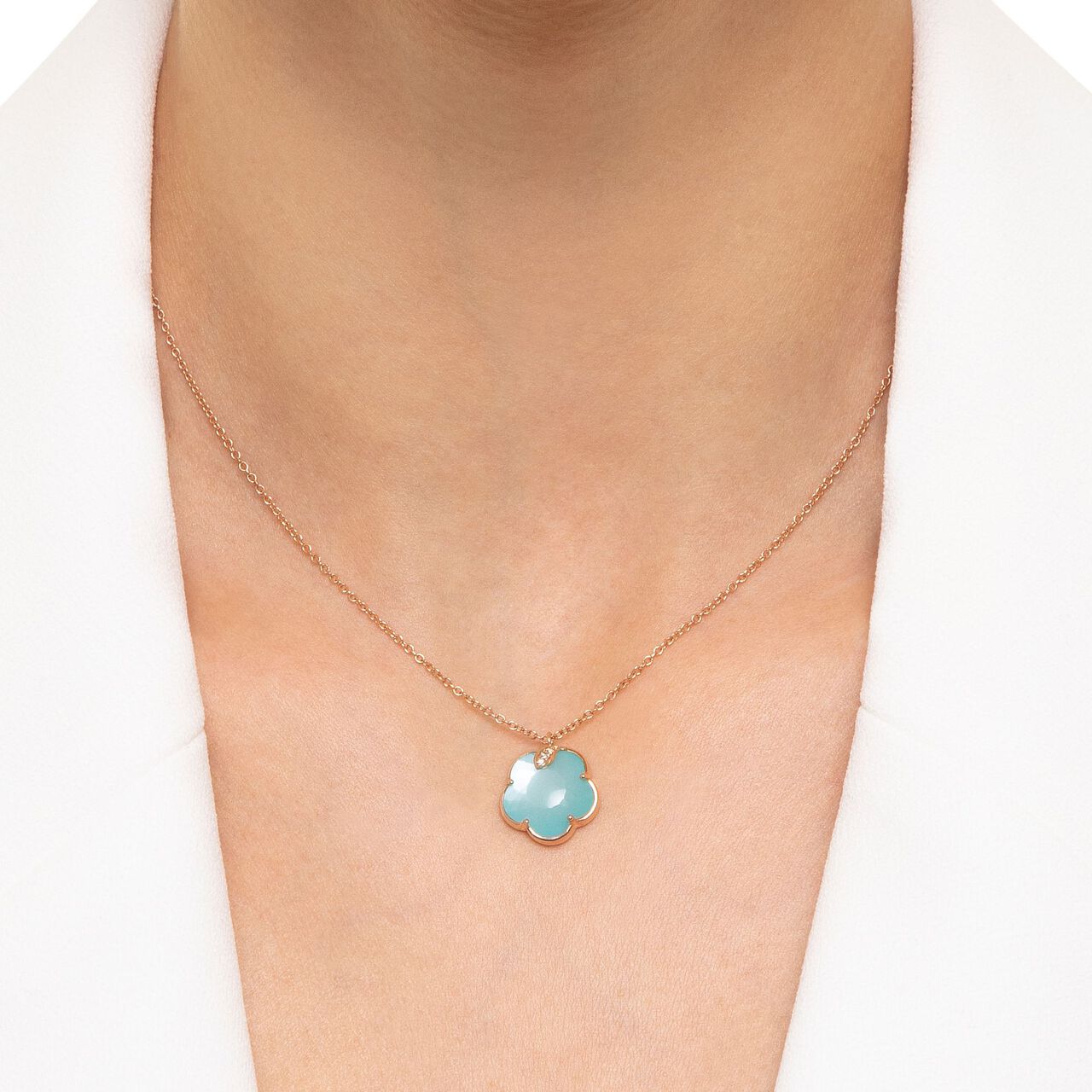 Pasquale Bruni Petit Joli Rose Gold, Turquoise White Moonstone and Diamond Pendant 16423R image number 1