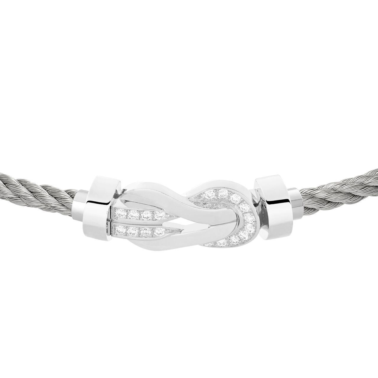 Chance Infinie Medium White Gold and Diamond Pavé Cable Bracelet image number 1