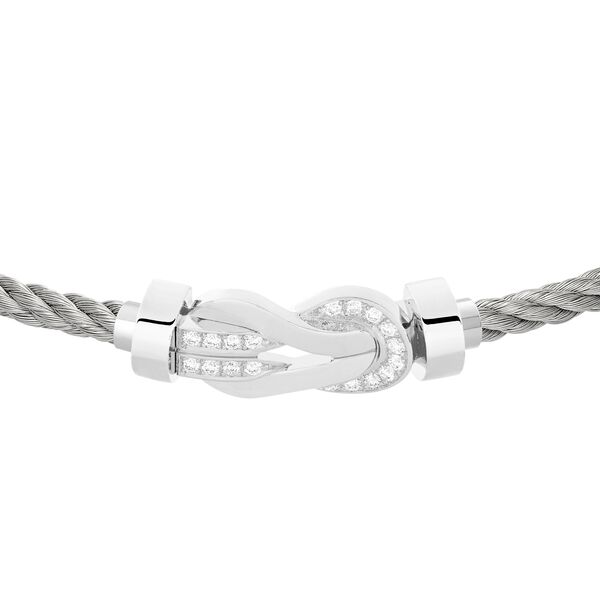 Bracelet cable Chance Infinie en or blanc avec pavé de diamants, modèle moyen