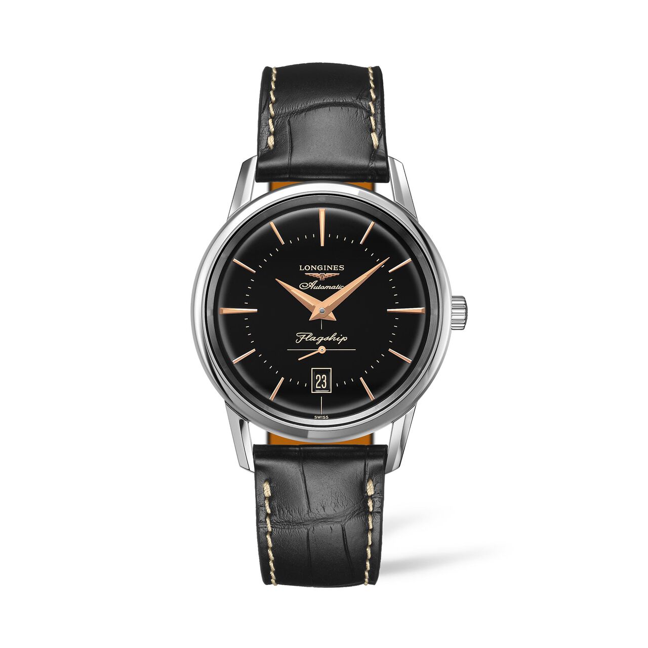 maison birks longines flagship heritage small seconds automatic steel 38 5mm l47954580 image number 0