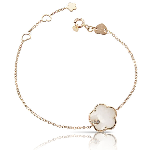 Petit Joli Rose Gold, White Agate and Diamond Bracelet
