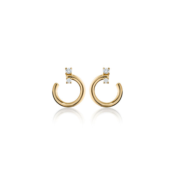 Boucles d'oreilles anneaux Glaxy en or jaune avec diamants, petit modèle