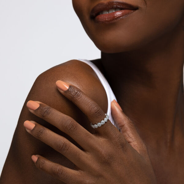 Stackable Diamond Snowflake Ring, White Gold