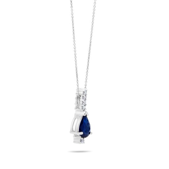 Maison Birks Salon White Gold Pear-Cut Sapphire Pendant with Diamonds Angle image number 1