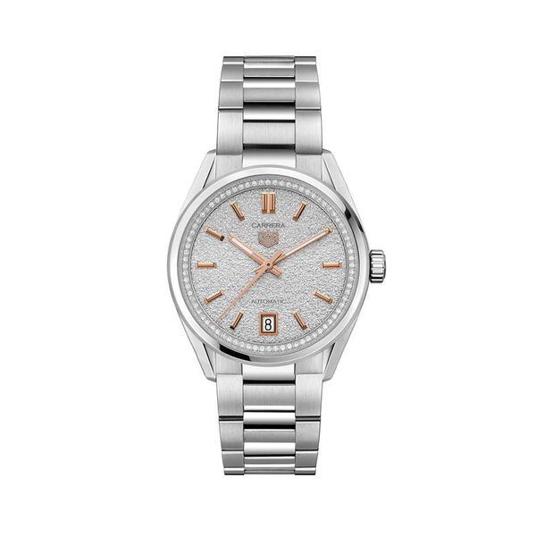 Carrera 36 mm automatique en acier inoxydable et diamants
