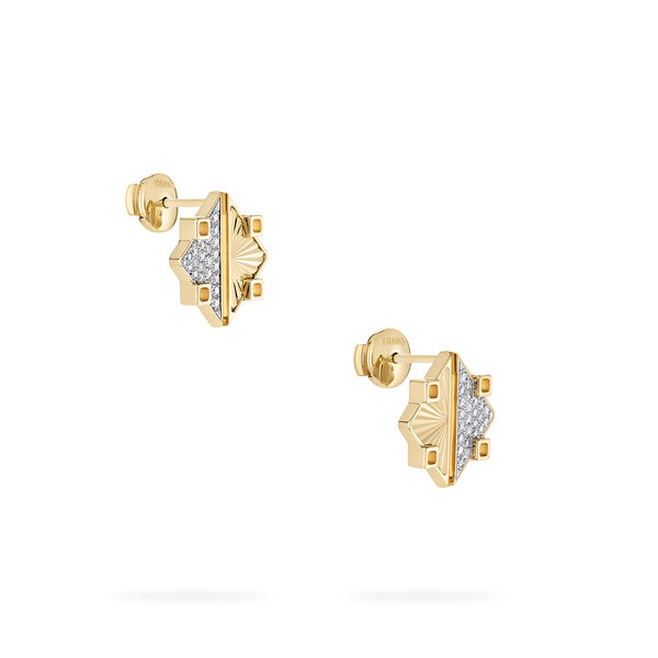 Guilloché Yellow Gold and Diamond Earrings
