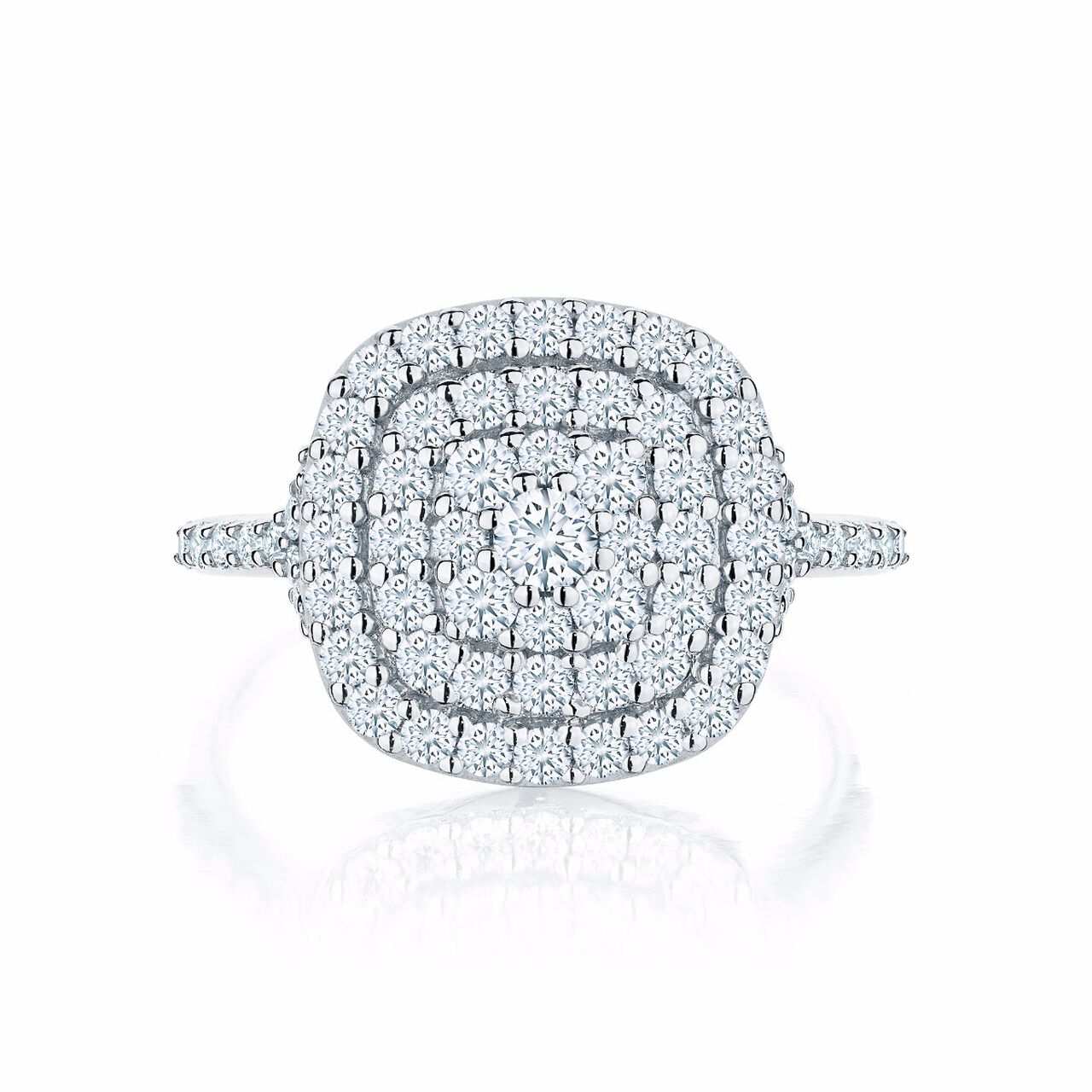 bijoux birks starry night cushion shaped diamond cluster ring with double halo image number 0