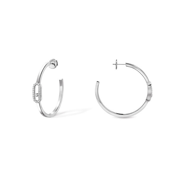 Boucles d'oreilles anneaux Move Uno en or blanc avec diamants