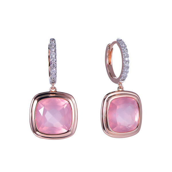 Rose Quartz Earrings in Rose Gold