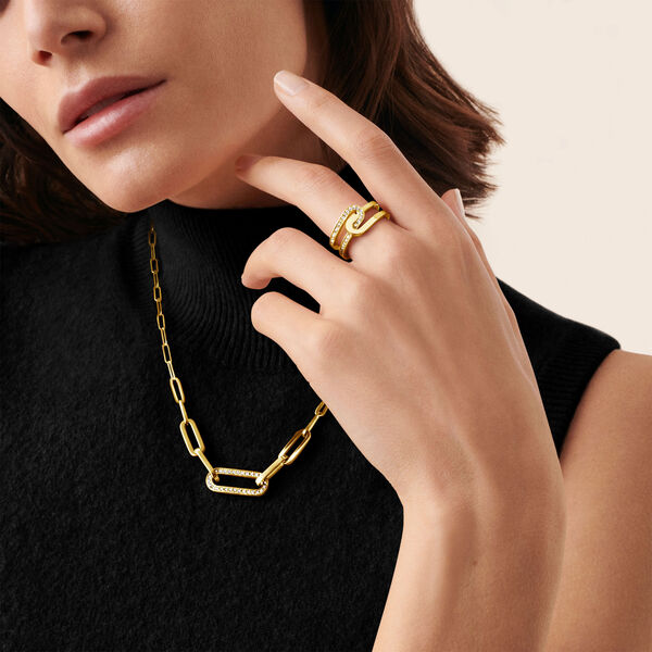 Maillon Yellow Gold and Diamond Pavé Link Chain