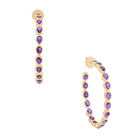 Amethyst Pear Shape Hoop Earrings image number 0