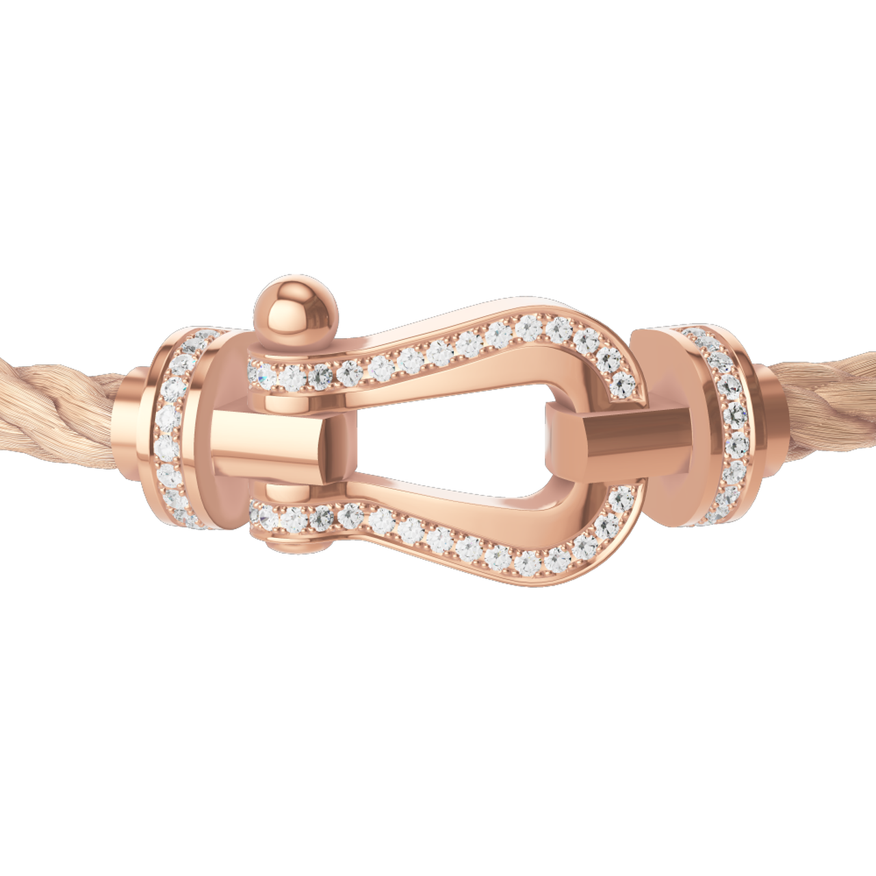 FRED Force 10 Large Rose Gold and Single Row Diamond Pavé Cable Bracelet 0B0185-6B1101 image number 1