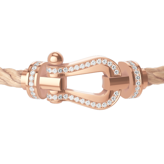 FRED Force 10 Large Rose Gold and Single Row Diamond Pavé Cable Bracelet 0B0185-6B1101 image number 1