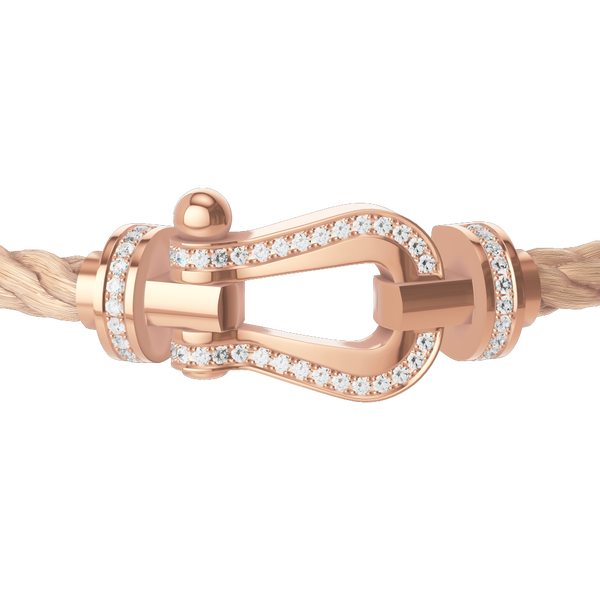 Force 10 Large Rose Gold and Single Row Diamond Pavé Cable Bracelet