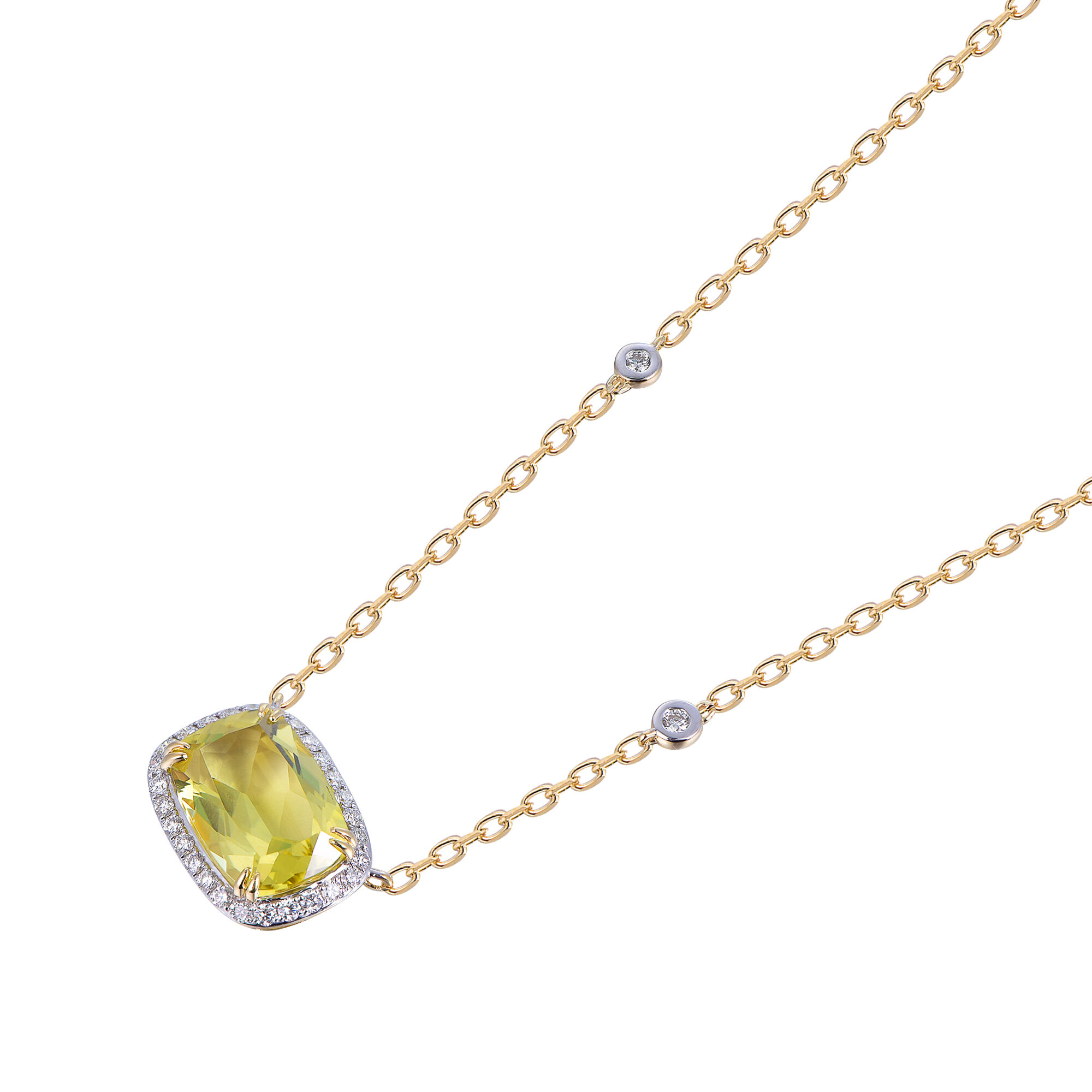 Lemon Quartz Pendant in Yellow Gold