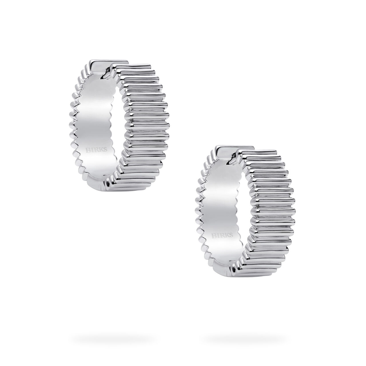 Birks Essentials Silver Pleated Hoops image number 1