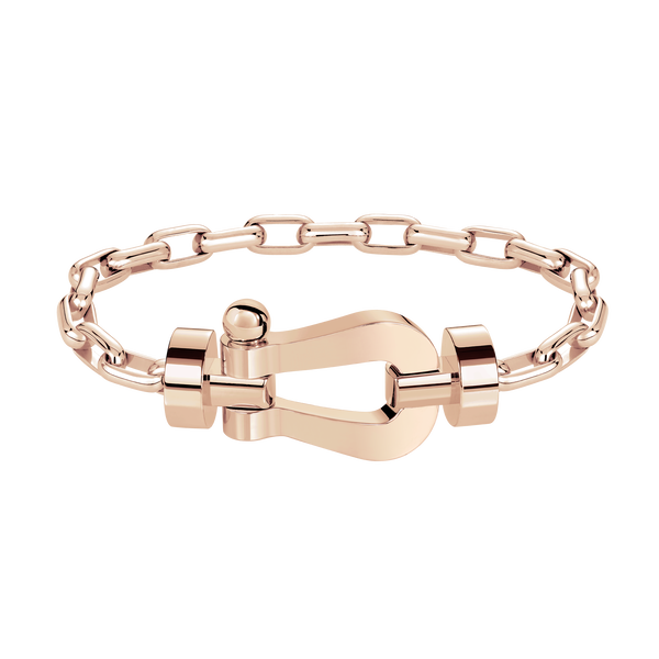 Bracelet cable Force 10 en or rose, très grand modèle