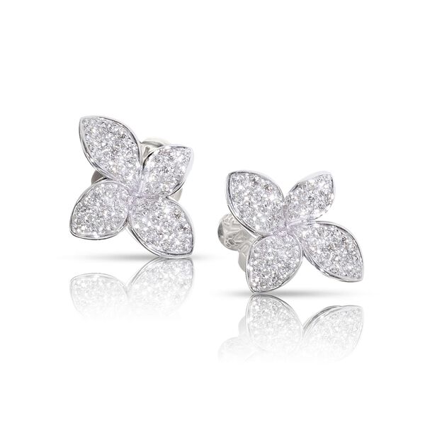 Boucles d'oreilles clous Petit Garden en or blanc avec pavé de diamants, petit modèle