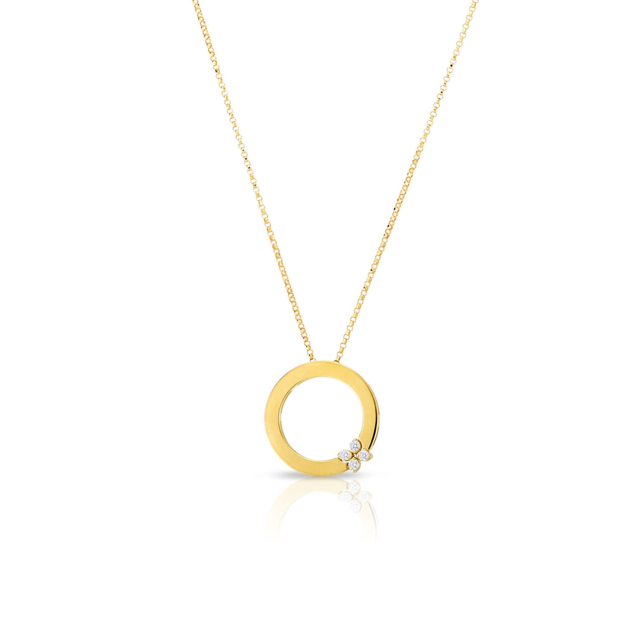 Love In Verona Yellow Gold and Diamond Flower Pendant Necklace image number 0