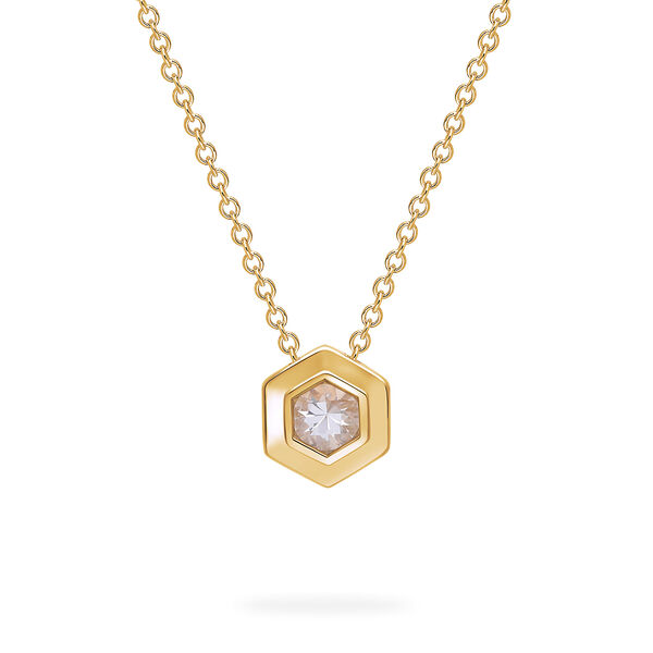Yellow Gold Birthstone Pendant, White Quartz